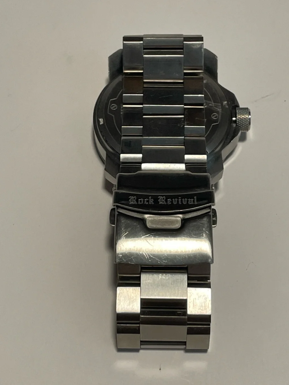 Rock Revival Mens Stainless Steel Heavy Watch Time Date Silver Black